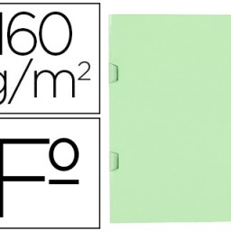 Subcarpeta cartulina Liderpapel Folio verde plastificada 3 uñeros